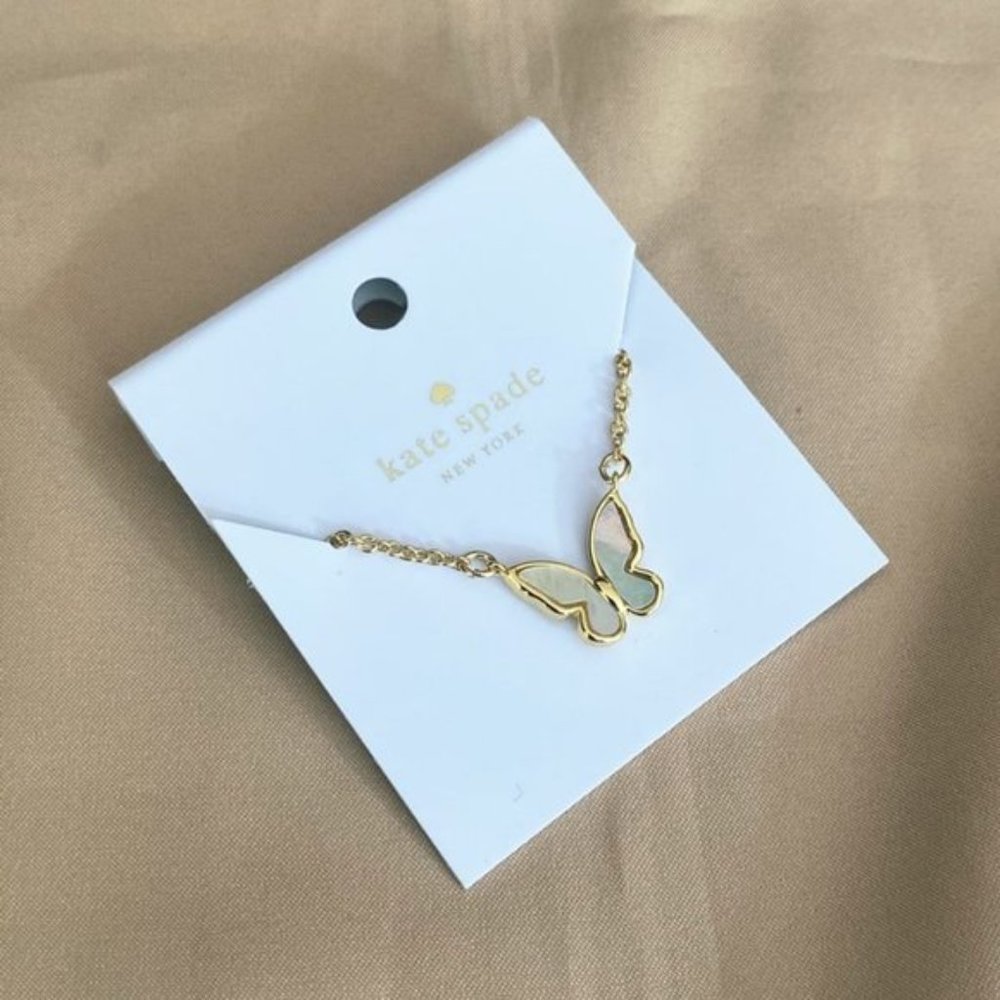 ate Spade Natural Shell Butterfly Necklace